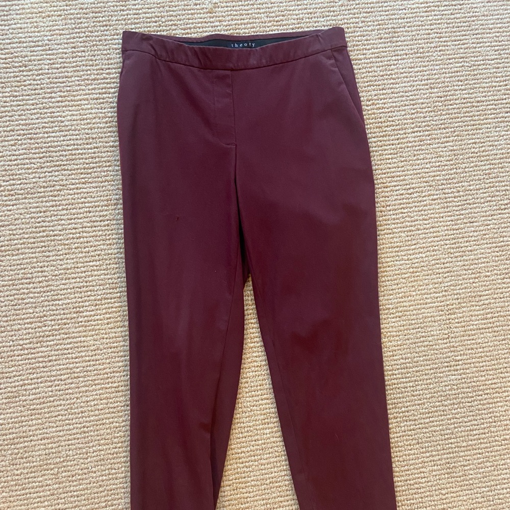 Theory burgundy pull-on crop pants